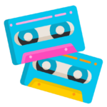 Illustration of two cassette tapes like you would find in the 80s and 90s.